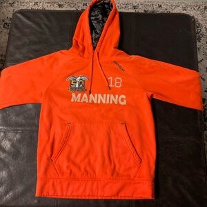 Orange Denver Broncos Adult small hoodie.
